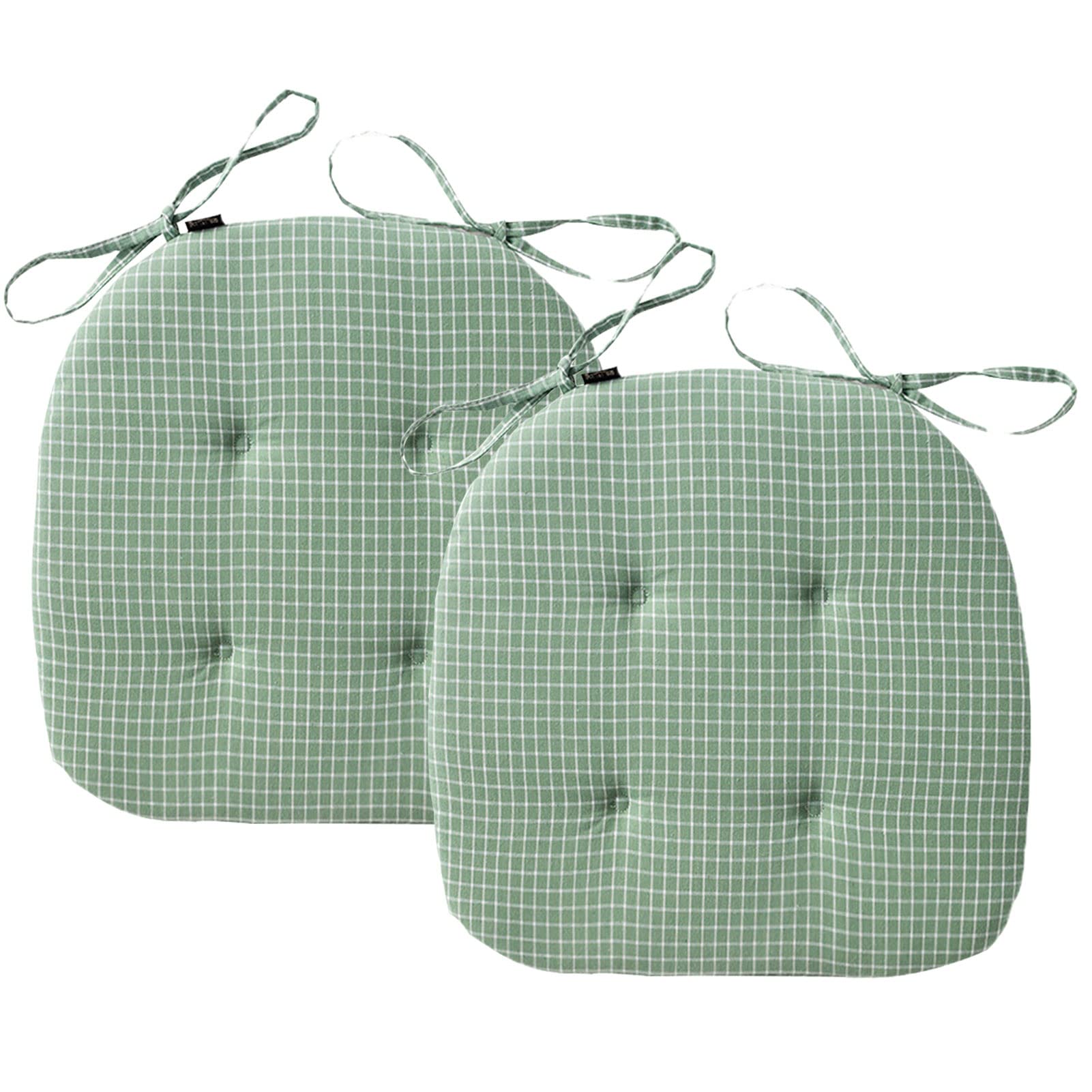 YOUNGC Chair Cushion for Dining Non-Slip Washable Kitchen Chair Pads with Ties, 3cm Thicken Stuffing Cotton Office Sitting Chair Soft Pads, All Seasons(Size:4pcs,Color:Green)