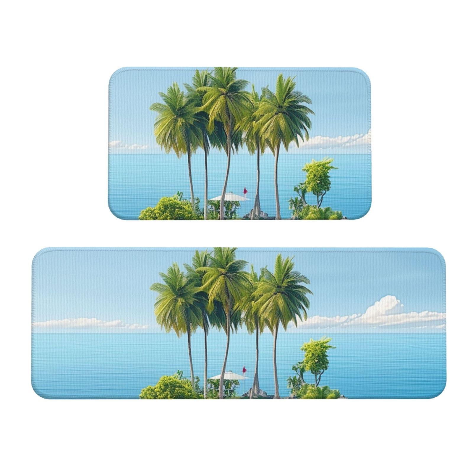 Tapis de cuisine rembourrés et lavables Ocean Island avec base sécurité