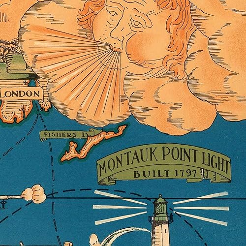 Miniatura 8 de Antiguos Maps Hermosa ilustración pictórica de Long Island, Nueva York alrededor de 1933  Queens, Nassau y Suffolk  Póster de impresión artística