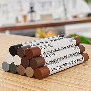 DEWEL Wood Filler Sticks, 12 Colors Wood Crayons for Scratches, Wood Floor Repair Wax Filler Sticks, Furniture Scratch Repair Crayons Kit for Tables, Holes, Scratches