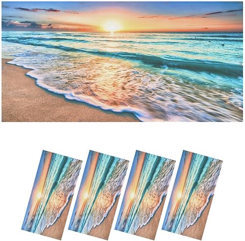 Paquete de 4 cubiertas de luz fluorescente para luz de techo, cubiertas de luz de playa Sunrise para aula, oficina, hogar, cubierta de luz magnética