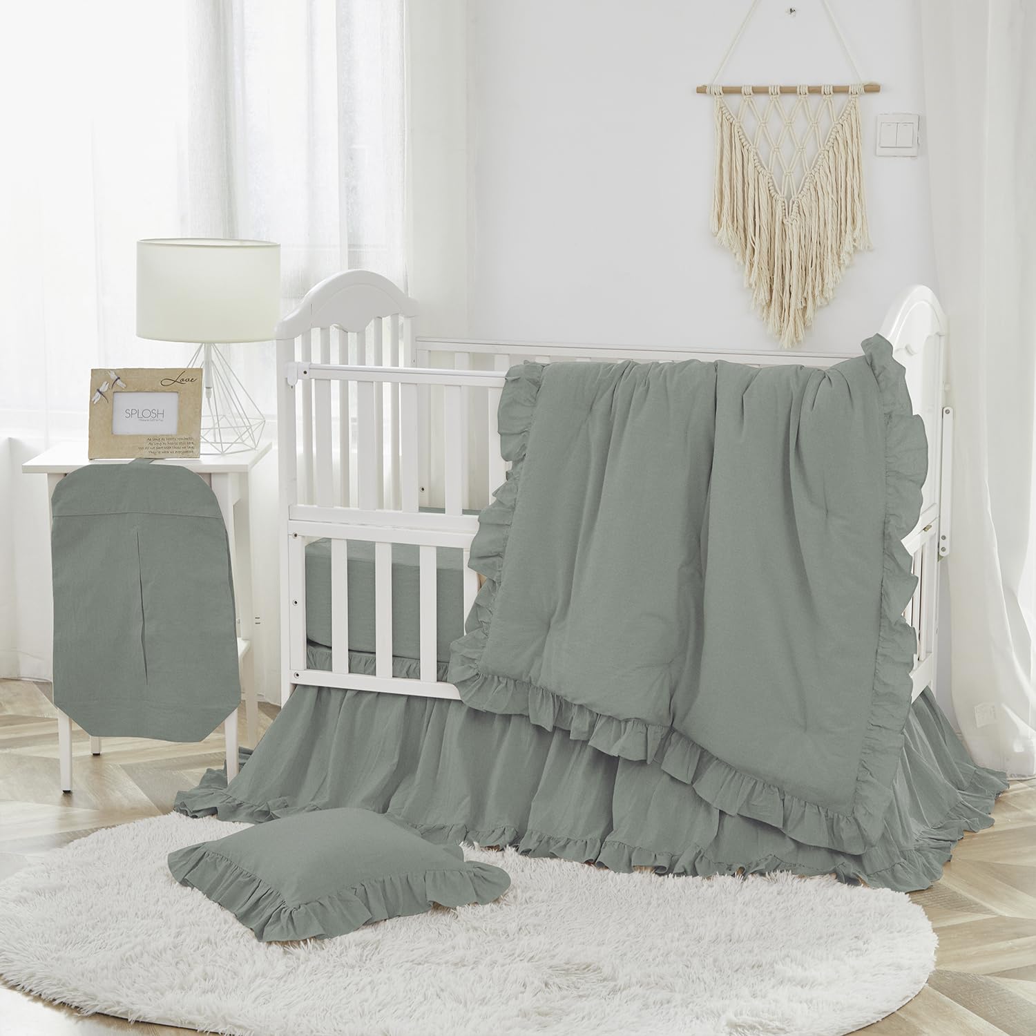 Green Nursery Boho Chic Baby Room Nursery Decor Dark Green Crib