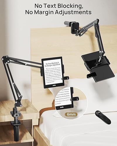 Miniatura 8 de Soporte para Kindle con girador de páginas remoto para cama, soporte para Kindle manos libres y soporte de clip, girador de páginas inalámbrico y