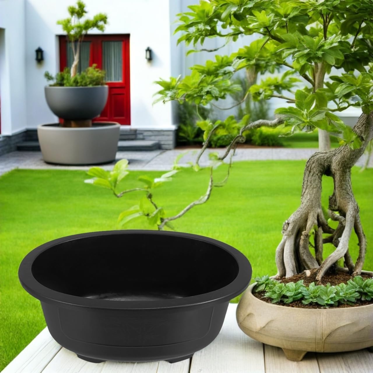 ERINGOGO 2-Pack Large Oval Plastic Flower Pots with Drainage Holes 19.68X15.35X6.29In Planters for Outdoor Plants Indoor Bonsai and Orchid Cultivation Garden Balcony Nursery Containers