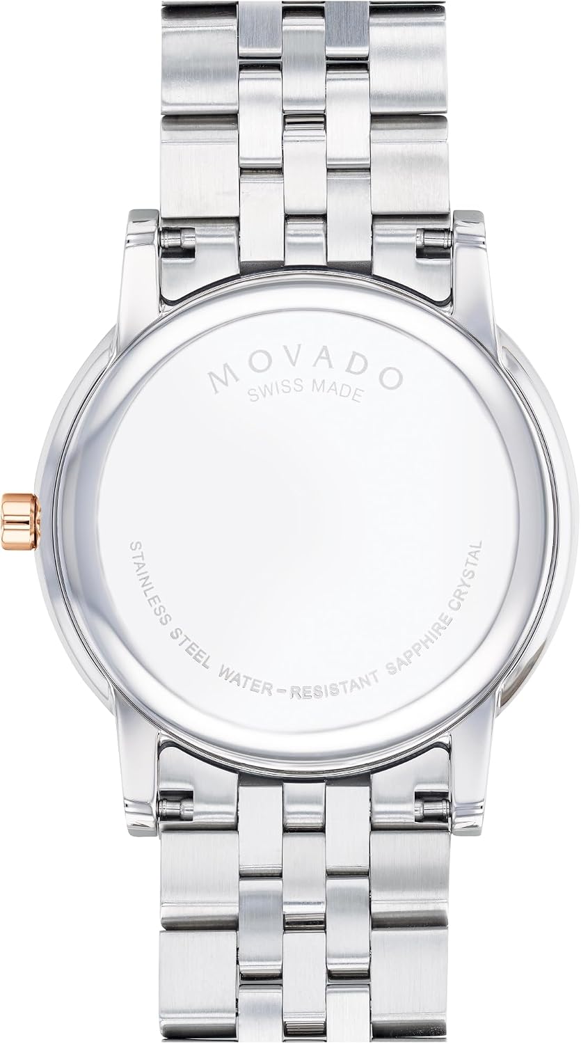 Movado Museum Classic Men's Swiss Quartz Watch - Stainless Steel, Link Bracelet - Water Resistance 3ATM/30 Meters - Classic Luxury Timepiece - Gift for Him - 40mm