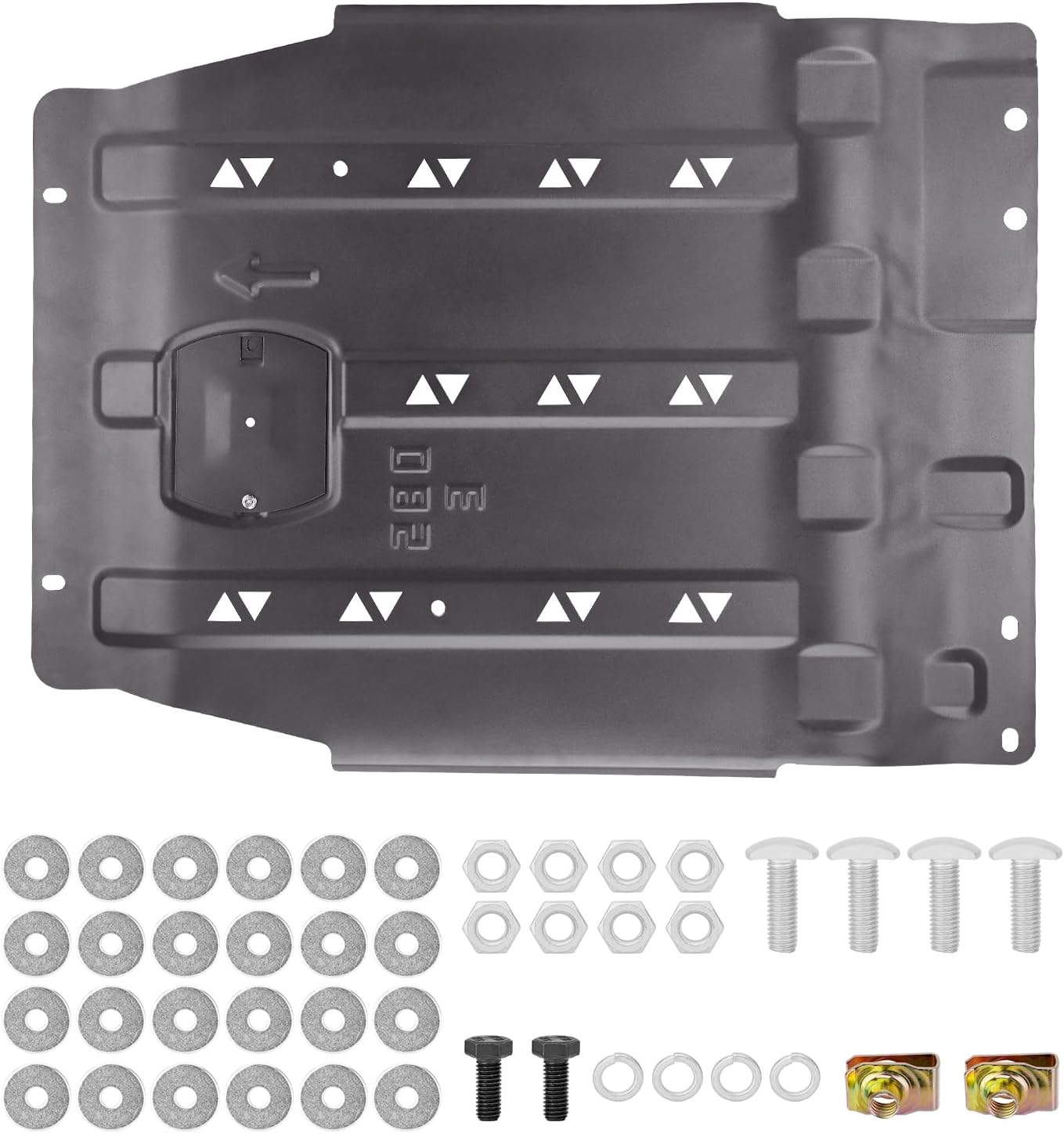 Full Set Steel Skid Plate with Transmission Skid Plate, Heavy-Duty Splash Undercarriage Protection Shield, Compatible with 2015-2022 Ford F150-Not Compatible with Powerboost