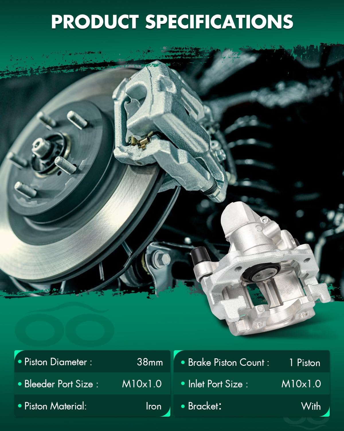 SCITOO Rear Left Brake Caliper With Bracket 19B2954 Compatible For Mazda For 3 2004-2009,For Mazda For 3 Sport 2009