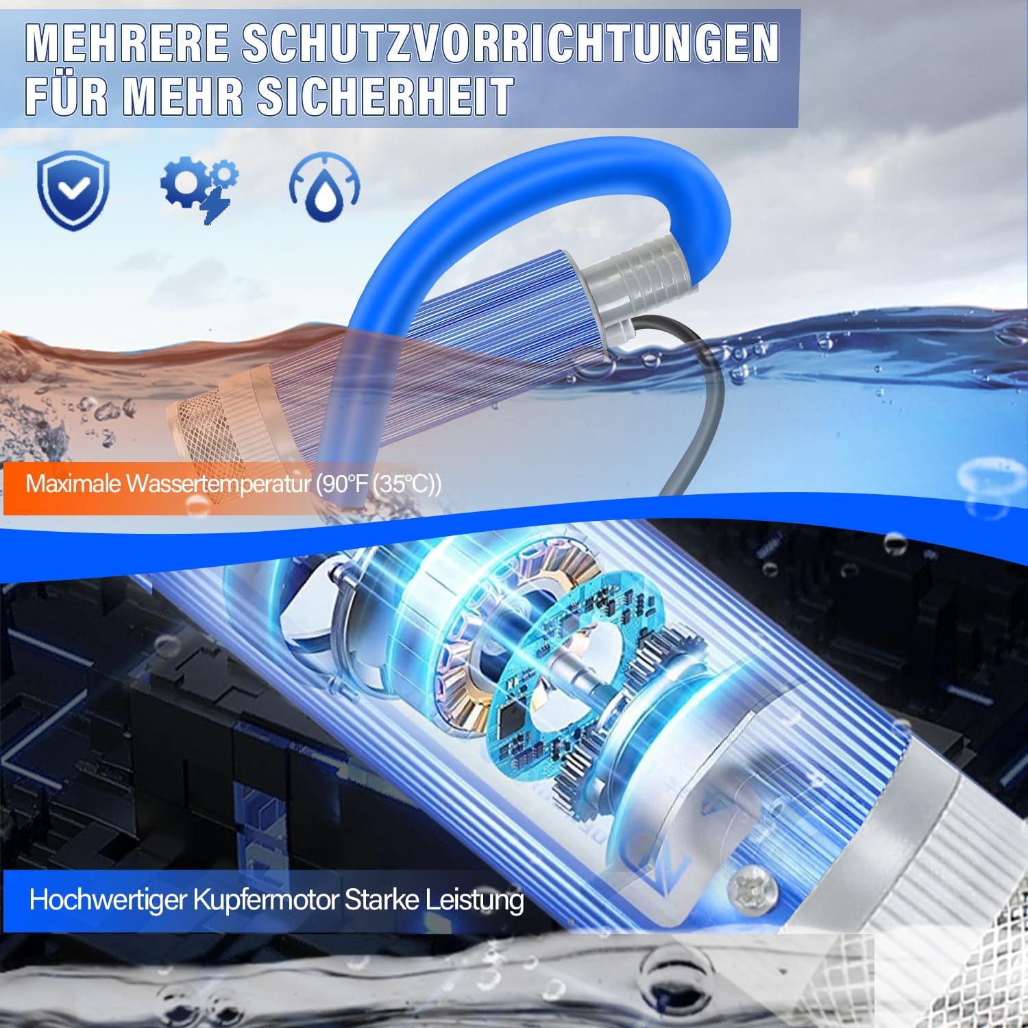 TIHOOK 38mm Submersible Water Pump for Makita BL 18V Battery, 100W Diesel Pump with Filter Mesh, for Vehicle & Marine Boat 6 71aQL3iBBAL. AC SL1500