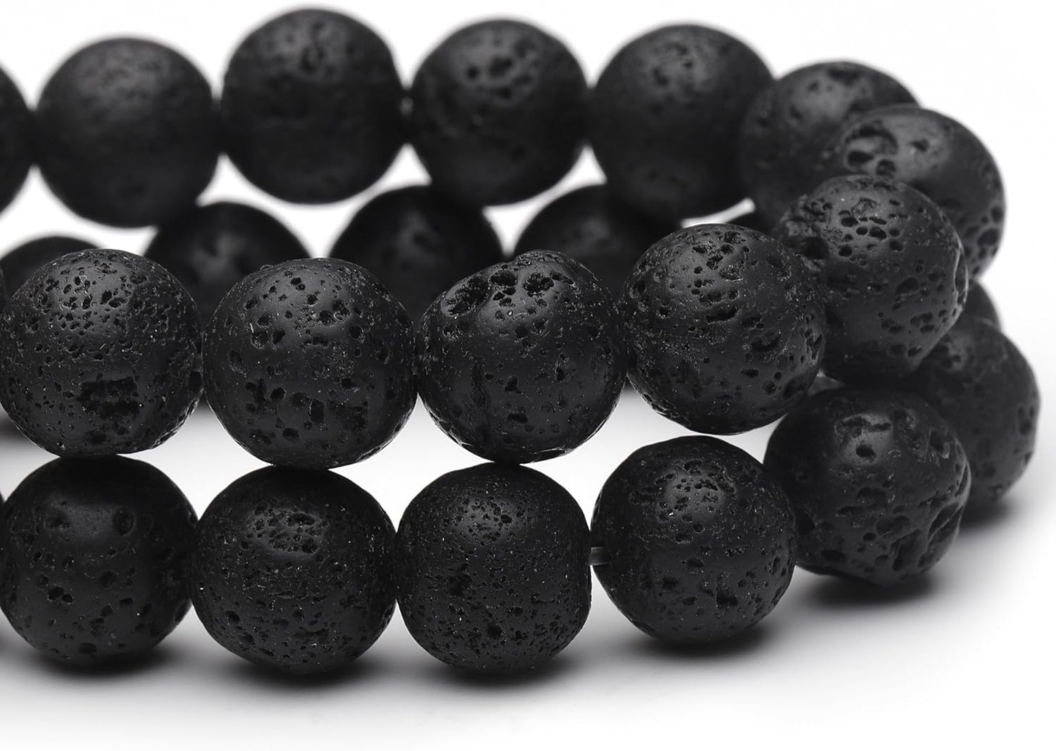 8mm Natural Stone Beads for Jewelry Making,Black Lava Polished Smooth Round Gemstone Beads for Bracelet Necklace 15 Inch - Image 2