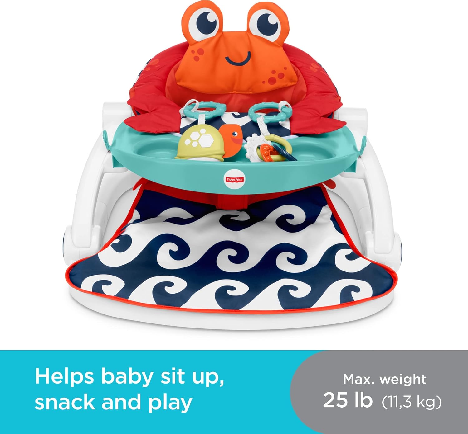 Fisher-Price Sit-Me-Up Floor Seat with Tray Crab, Infant Chair : Baby