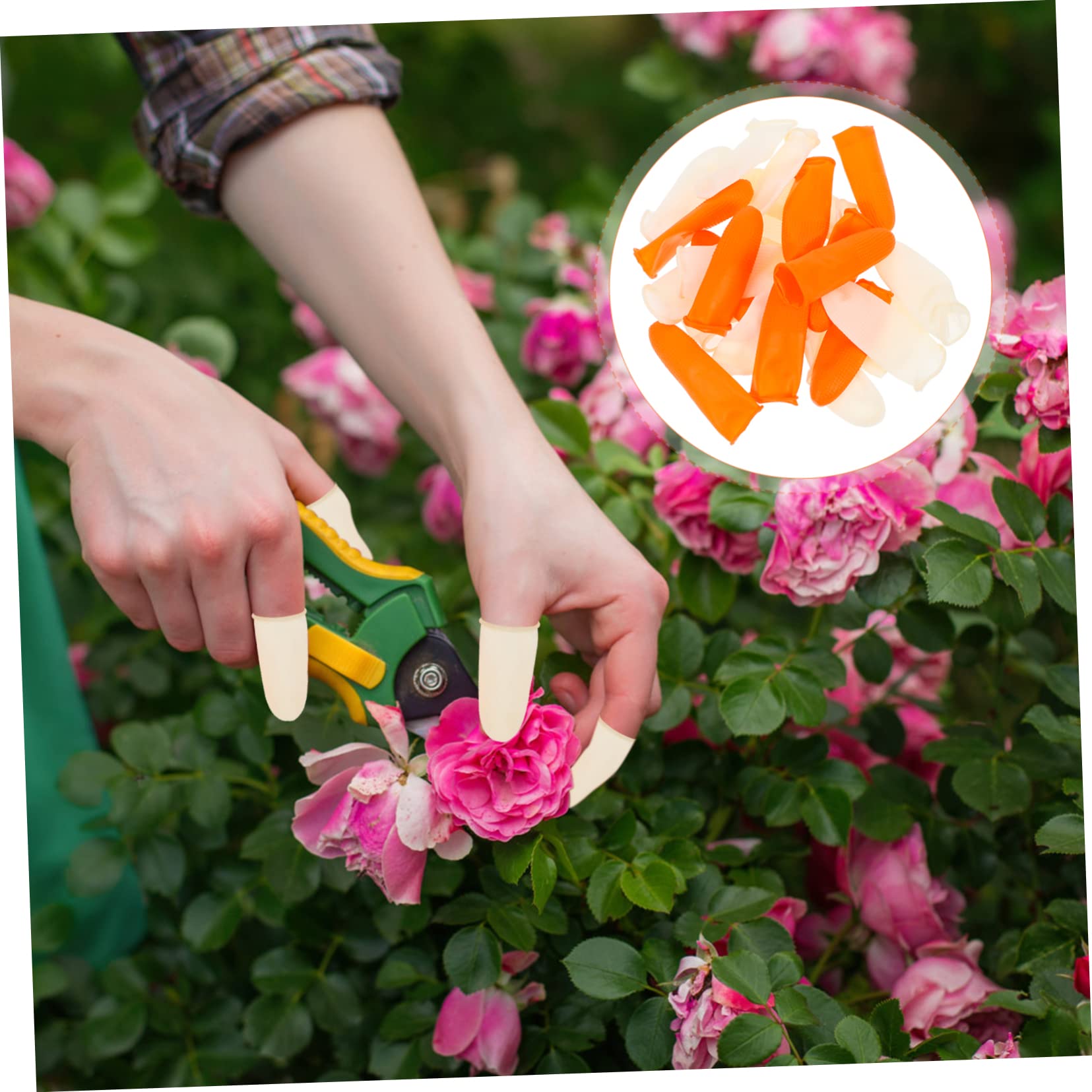 HAWILLOSCH 200pcs Gel Finger Protectors Latex Finger Sleeves for Tip Cover Medium Size