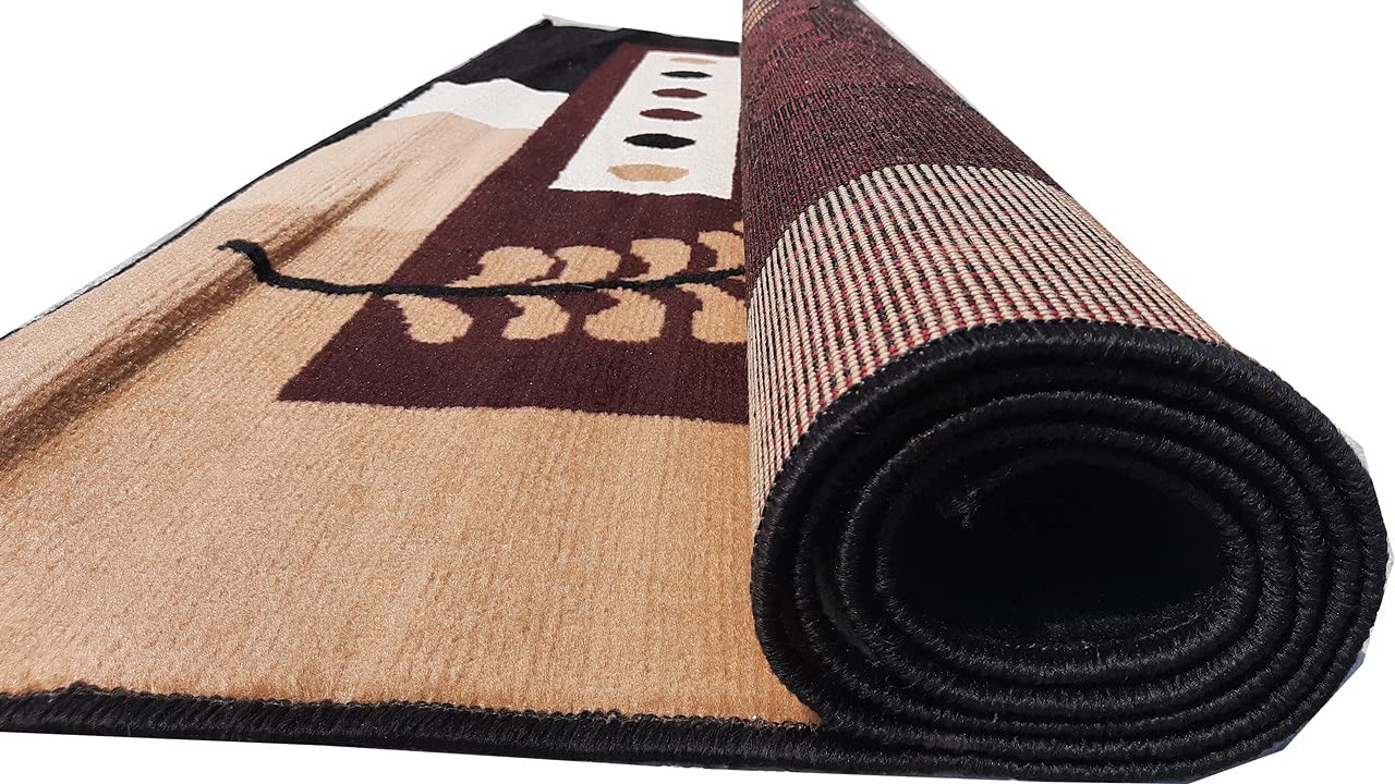 Sifa Carpet Anti Skid Floral Polyster Rectangular Carpet (5X7 Feet, Black Color)