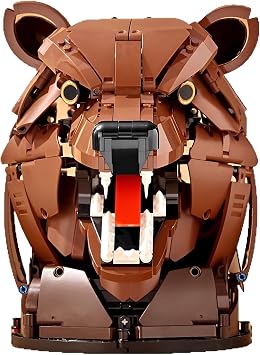 Bear Head Building Block Set - 1006PCS Mountable Animal Sculpture Bricks Kit, Wildlife Wall Decor, STEM Education Toy, Creative Gift for Adult, Kid Age 8+
