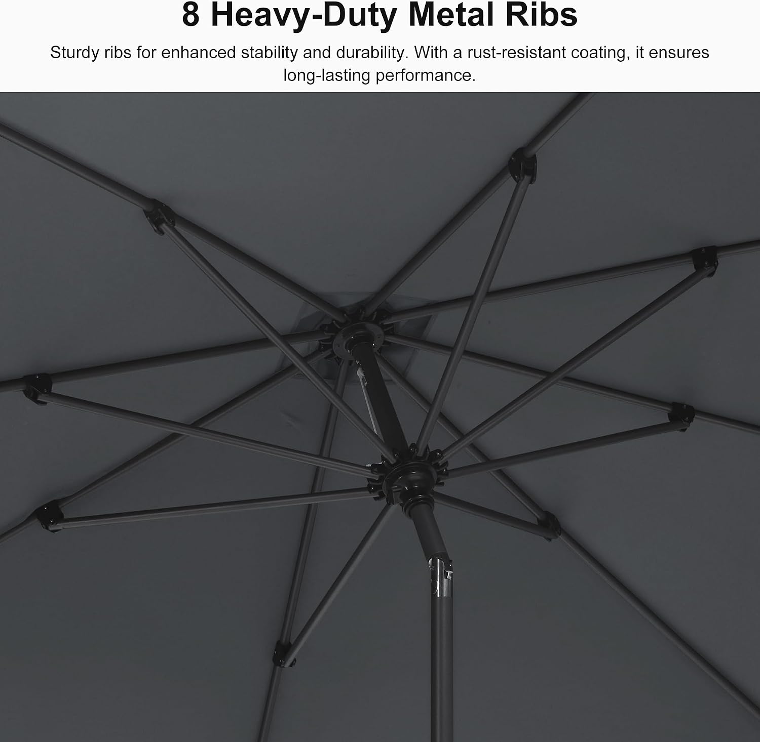 PURPLE LEAF 8' x 8' Square Patio Umbrella Outdoor Table Umbrella Aluminum Frame Market Umbrella Sun Umbrella with 8 Sturdy Ribs & Tilt for Garden Deck Lawn & Pool Light Gray