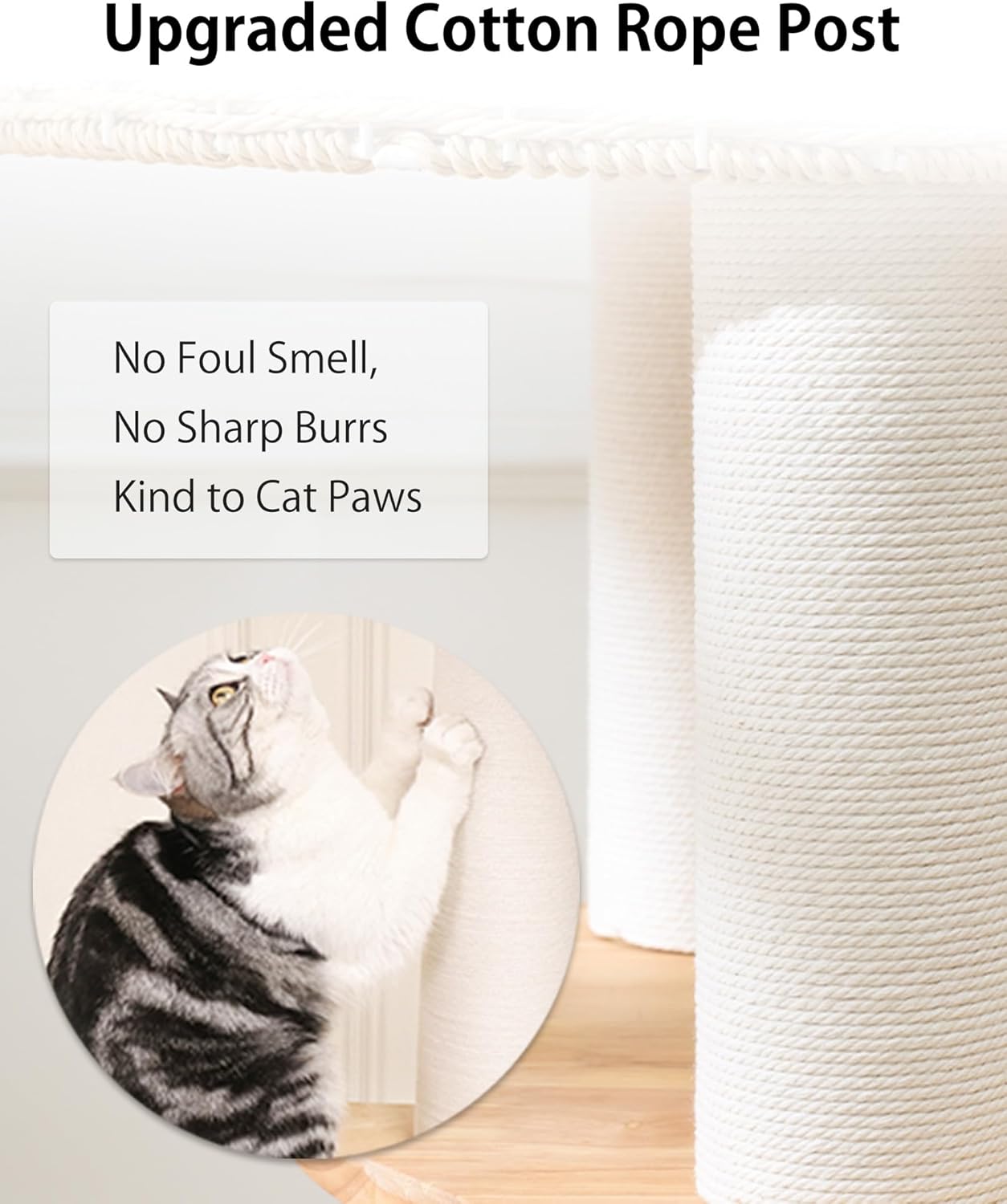 Wood Cat Tree for Large Cat, 57-Inch Tall Cat Tower with Scratching Post for Indoor Cats, Multi-Level Cat Condo with Hand-Woven Cat Bed and Hammock Acrylic Bowl Easy to Clean (DC888)