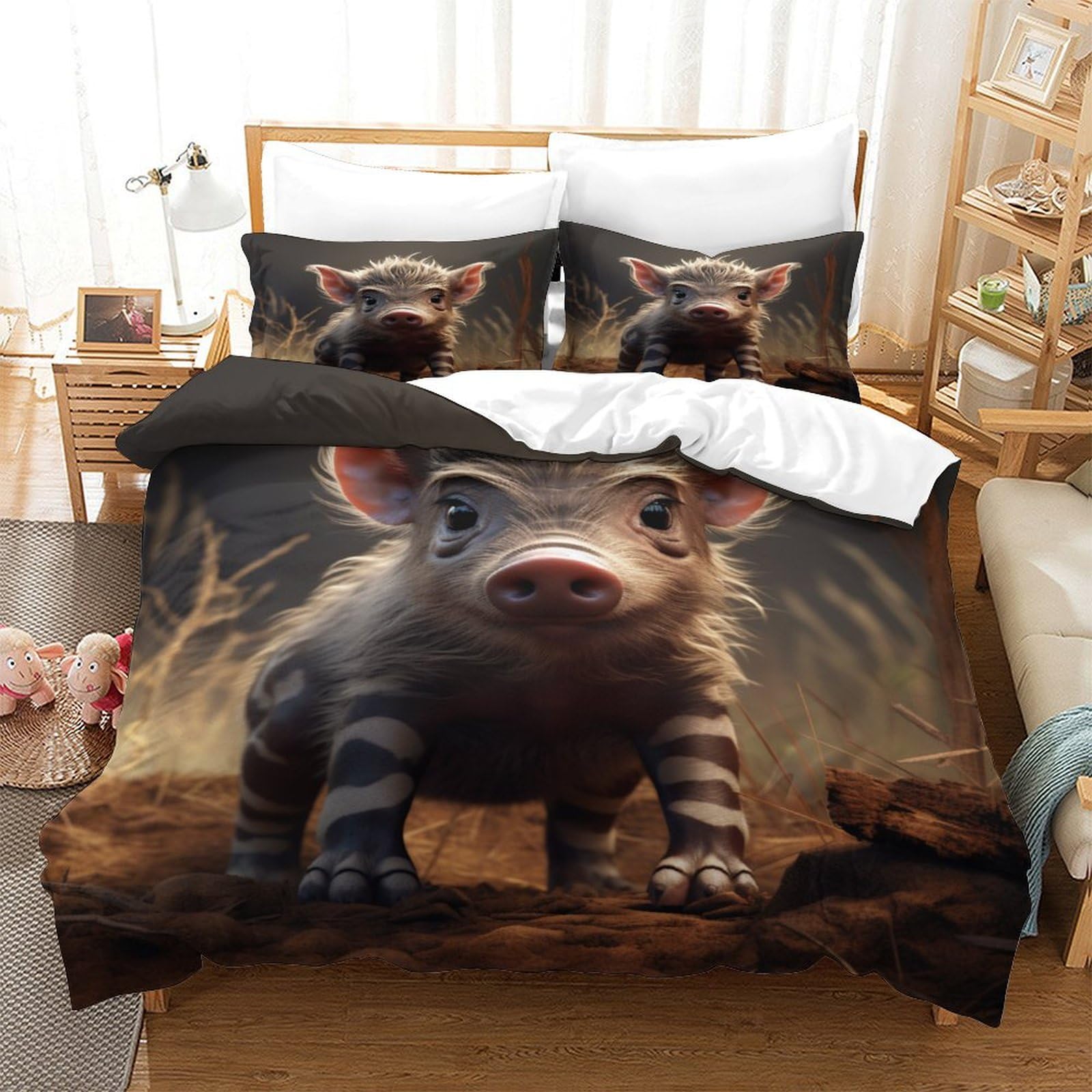 Housse de couette respirante 140x200 cm Warthog pour une chambre d'enfant ou d'invité moderne