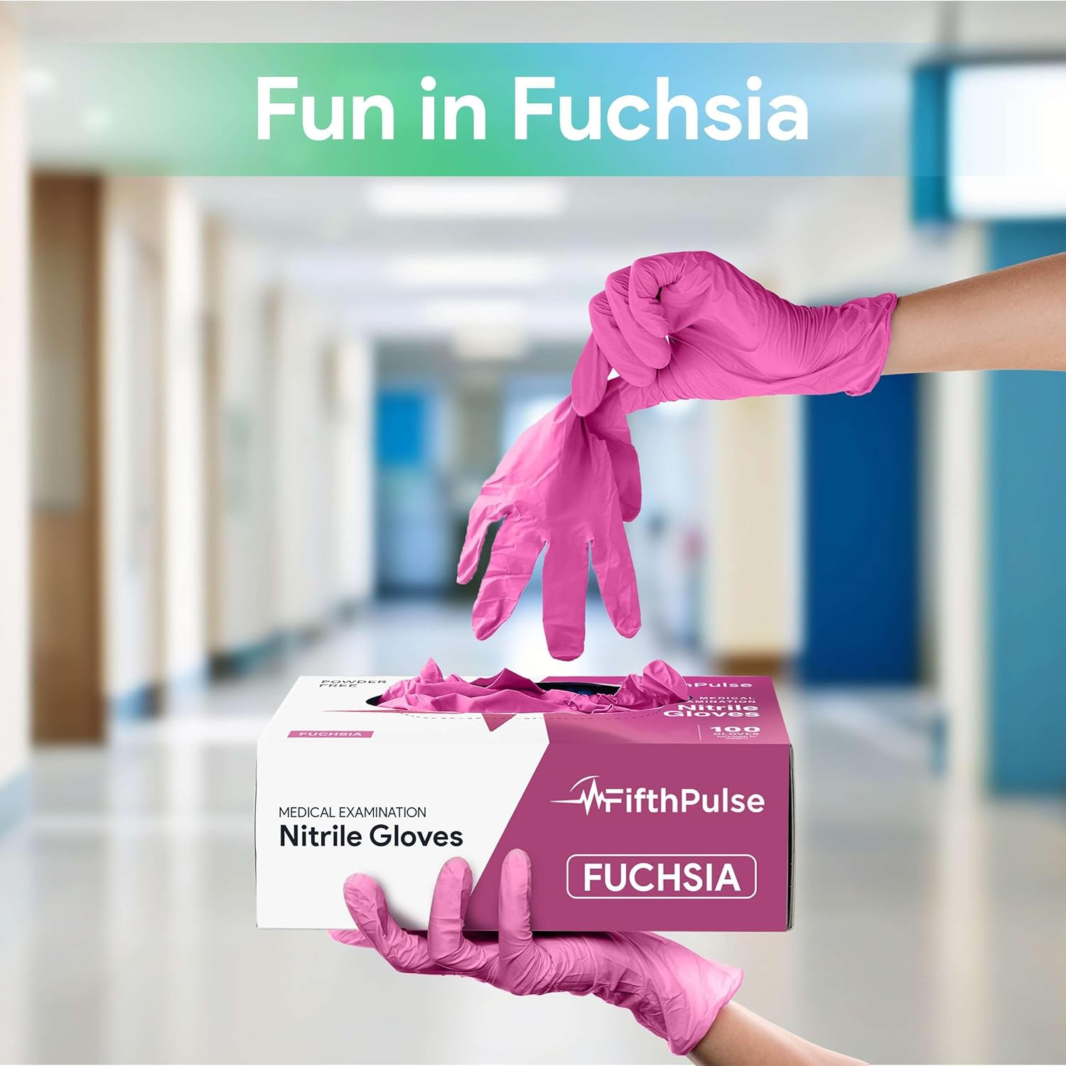 FifthPulse Fuchsia Hot Pink Nitrile Disposable Gloves - 3 Mil Nitrile - Powder and Latex Free - Surgical Medical Exam Gloves