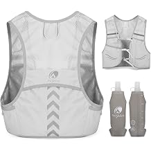 Hydration Running Vest with 2pcs 500ml/17oz Water Bottles, M/L | Lightweight, Quick Dry, Reflective, Adjustable, for Women Men, Phone Holder, Multipockets, for Runners Marathon Hiking Tail