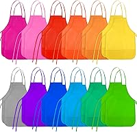 24-Pack Kids Painting Aprons, 12 Colors Waterproof Smocks with 2 Pockets for Ages 3-7 Art Crafts Kitchen