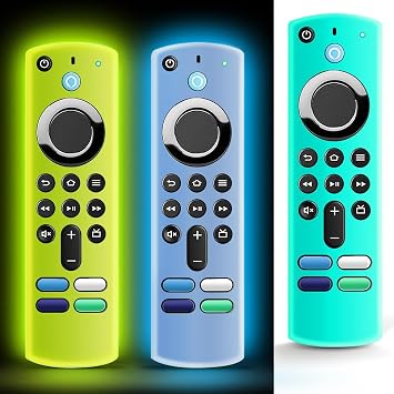 Wevove Silicone Anti-Slip Protective Remote Case 3rd Gen with Lanyard, Cover Glow in The Dark Glow Yellow, Glow Blue,Sky Blue