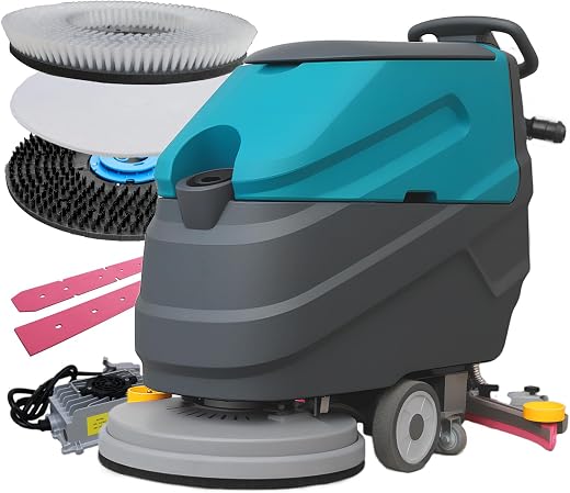 KARHDIR Walk Behind Commercial Floor Scrubber Machine, 22" Cleaning Width, 31.5" Suction Width, 18.5 Gallon Solution Tank,...