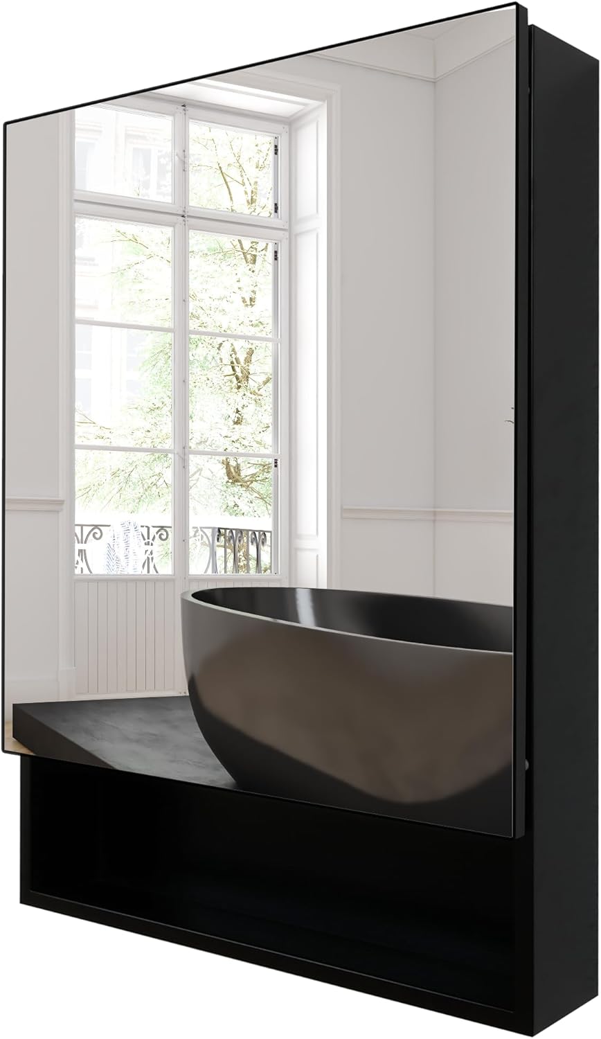 HESONTH Farmhouse Black Metal Framed Surface Mounted