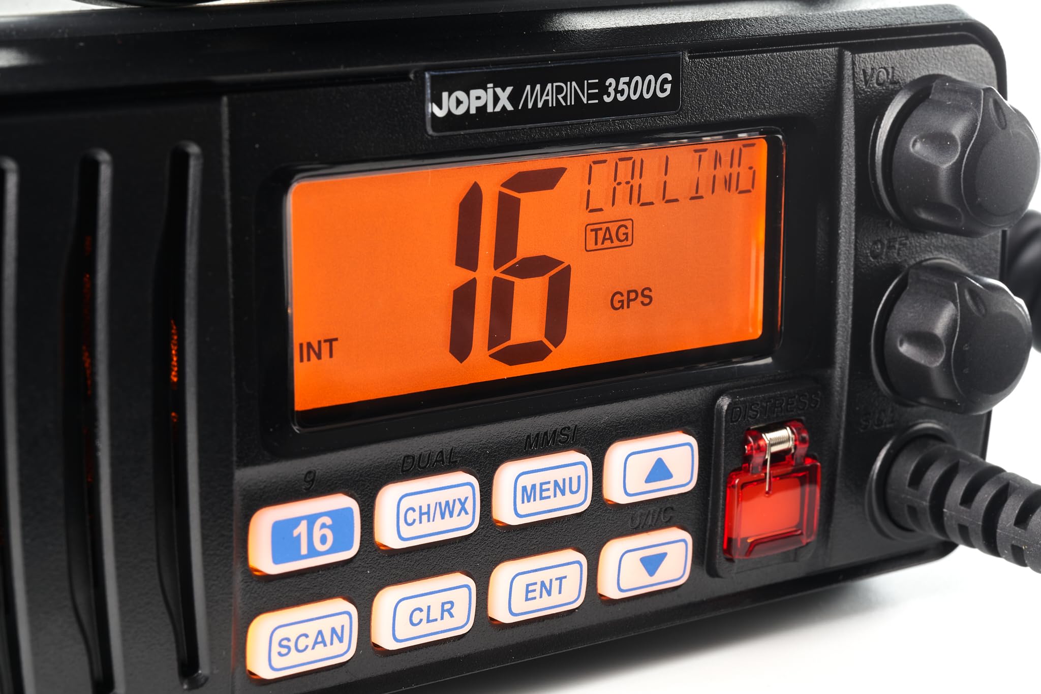 Jopix Marine 3500G Emisora Marina VHF con DSC Clase D y GPS Integrado - Homologada DGMM, Protección IP67, Pantalla LCD Retroiluminada y 25W de Potencia - Radio Fija