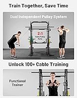 Vista 3 de Mikolo M4 2.0 Smith Machine, 2200lbs Squat Rack with LAT-Pull Down System & Cable Crossover Machine, Training Equipment with Leg Hold-Down Attachment