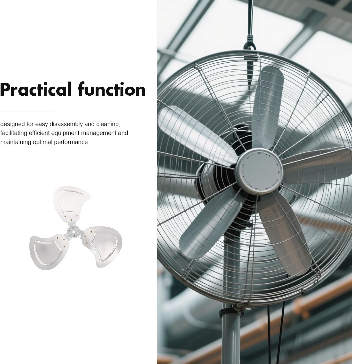 Industrial Fan Blade 18 Inch, Aluminum Replacement Part for Floor and Pedestal Fans Heavy-Duty Design for Factory, Warehouse 12mm Inner Diameter