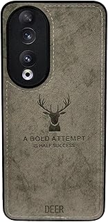 جراب موبايل من البولي يوريثين المقاوم للحرارة بتصميم رقمي وملمس قماش ناعم منقوش مقاوم للأوساخ والصدمات وبصمات الأصابع لتغظية كاملة لموبايل هواوي هونر 90 من المعز (رمادي)