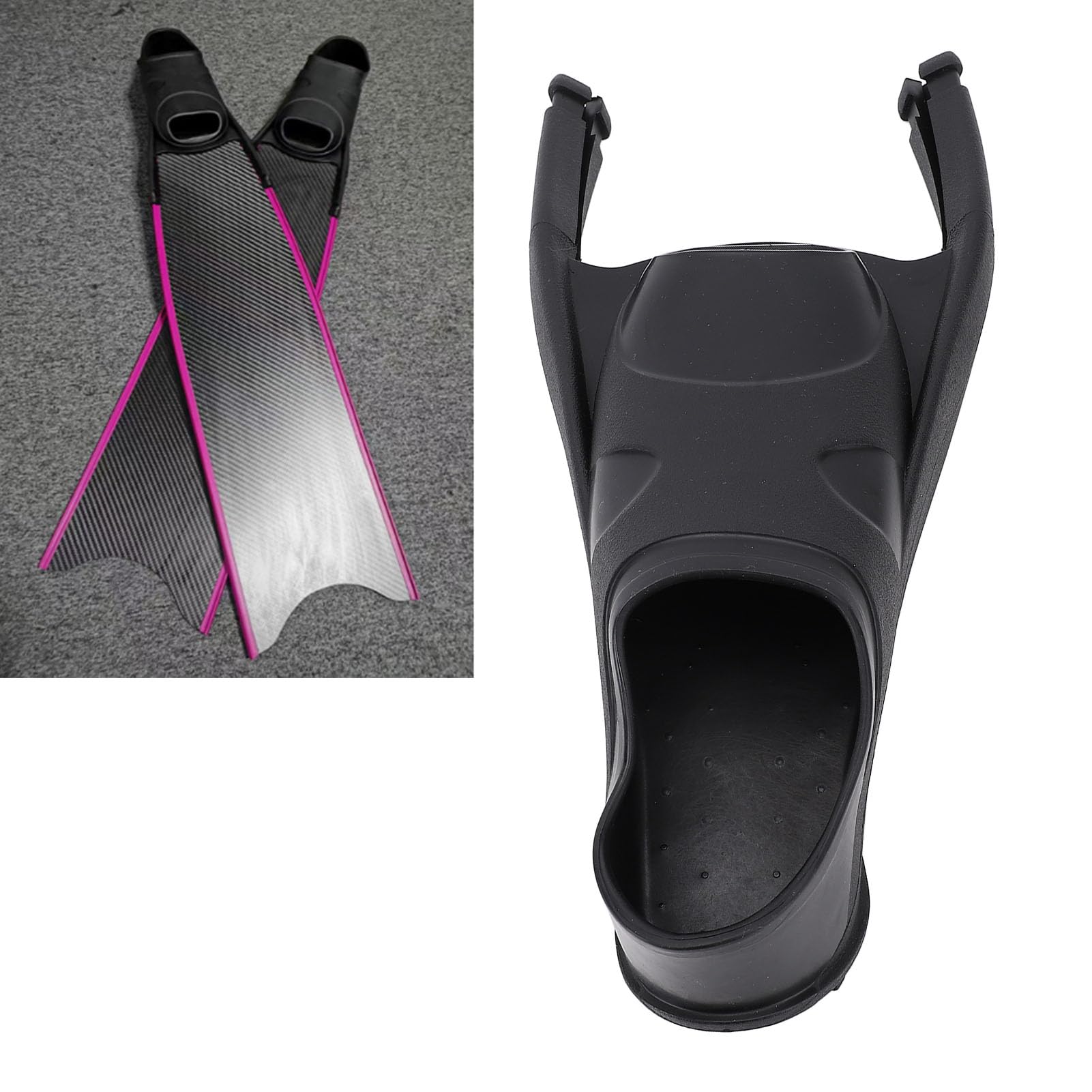 Ejoyous Bolsillo para Pies de Apnea, Bolsillo para Aletas de Buceo de Hoja Larga TPR con Diseño de Costilla Extendida, Doble Drenaje y Ajuste 3D Antideslizante para Buceo y Esnórquel para Adultos