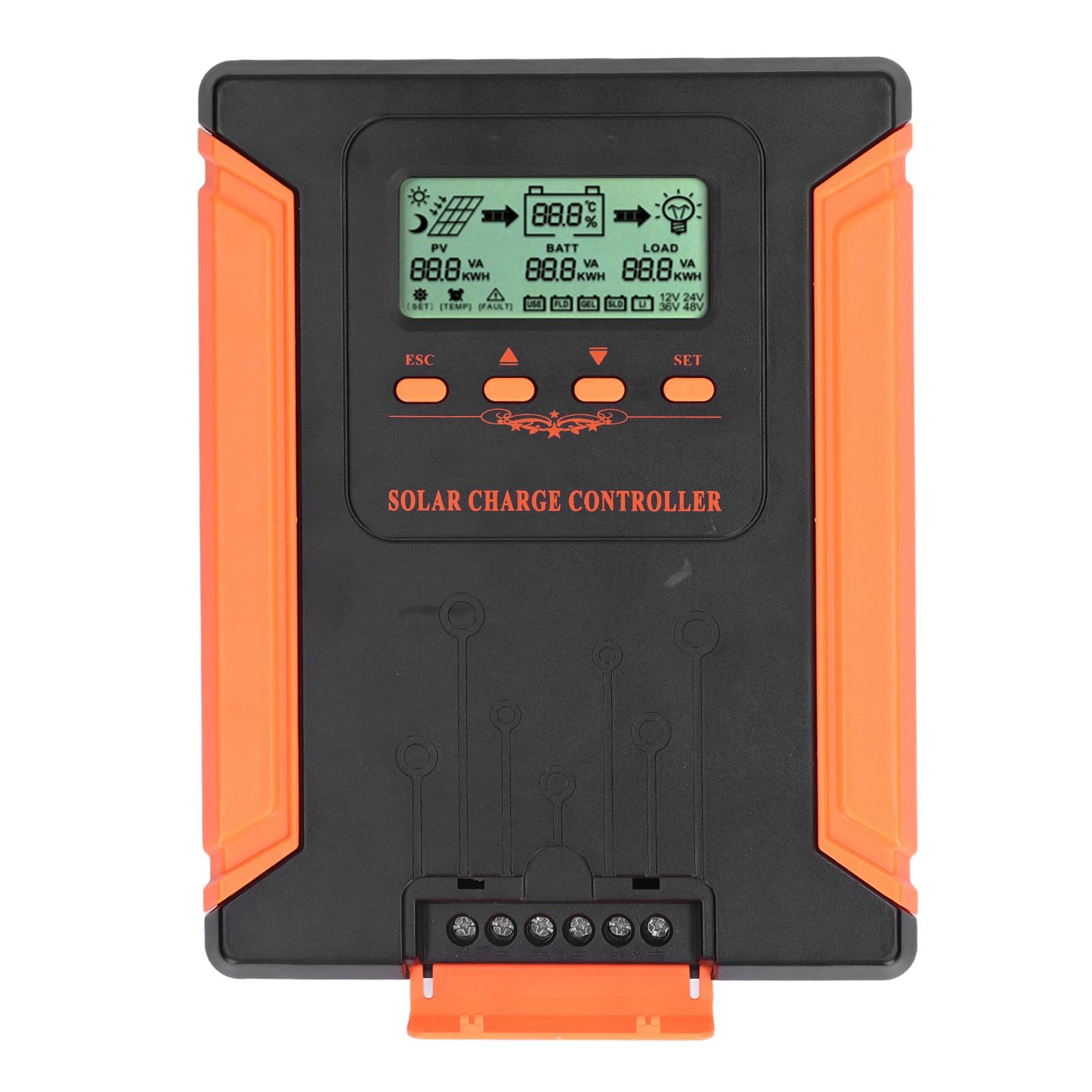 Eujgoov Kontroler Słoneczny MPPT, Inteligentny Regulator z Wyświetlaczem LCD, 20A do zastosowań Akumulatorowych 12V 24V 36V 48V (60A)