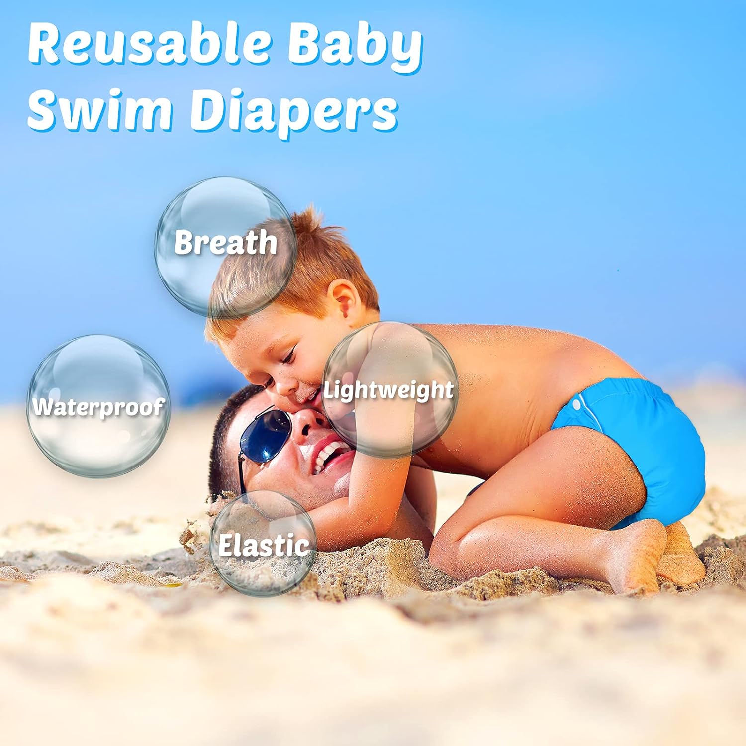Huukeay 4 Pieces Swim Diapers Reusable Baby Swim Diapers Adjustable Snap Swim Diapers Washable Pool Swim Diapers for Unisex Baby Girls Boys (White, Blue, Green, Rose Red,24-36 Month) : Clothing, Shoes & Jewelry
