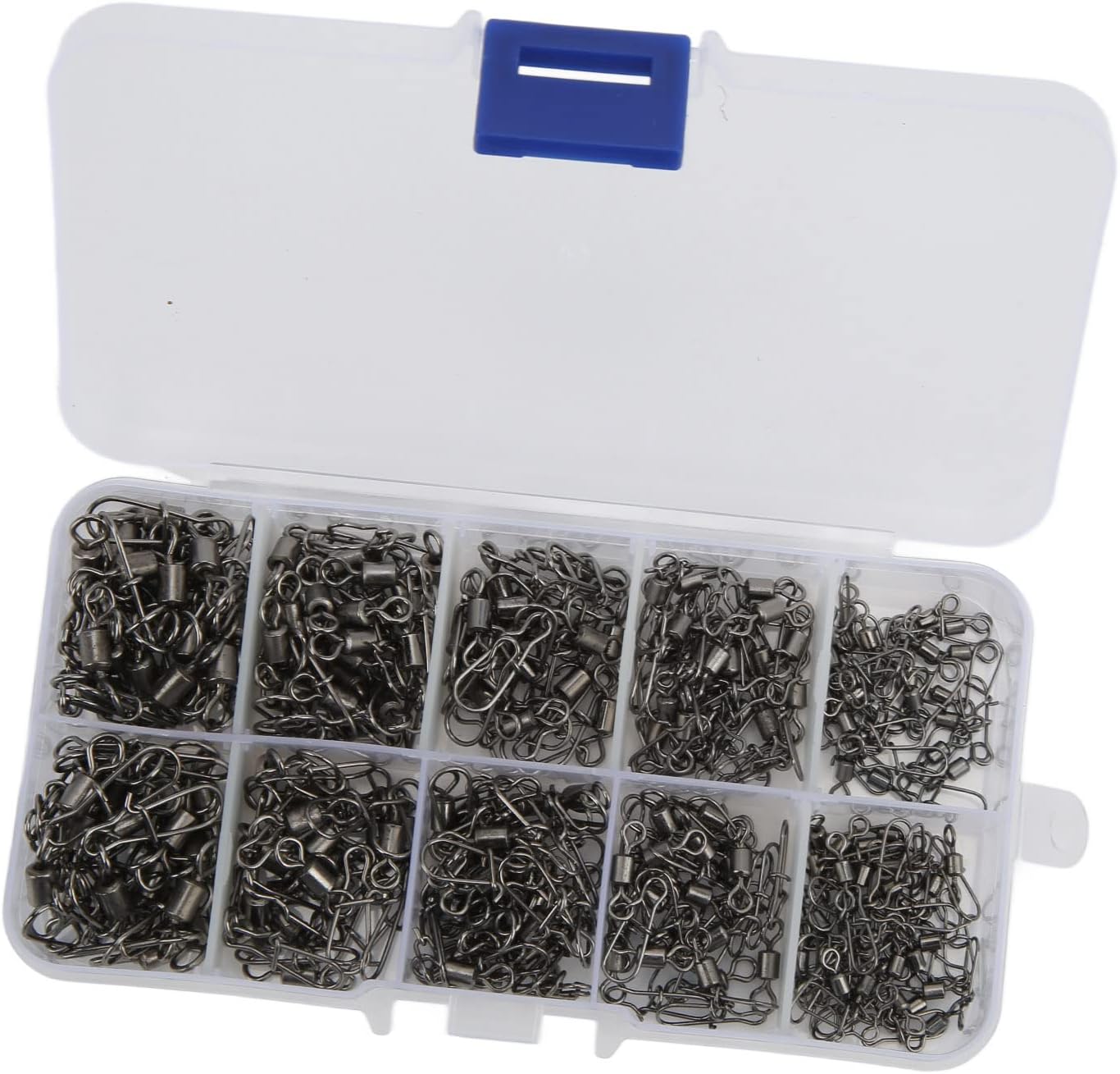 Fishing Swivels Snaps Set, Portable Anti Corrosion 210pcs Stainless Steel Fishing Line Connector with Safety Snaps for Saltwater and Freshwater