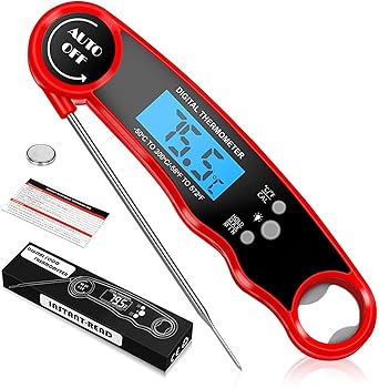CASON (DEVICE OF C) -ABS Proffesional Waterproof Digital Lcd Cooking Food Thermometer/Kitchen thermometer For Cooking Bbq/barbeque Thermometer Temperature Test Pen (Red), ABS