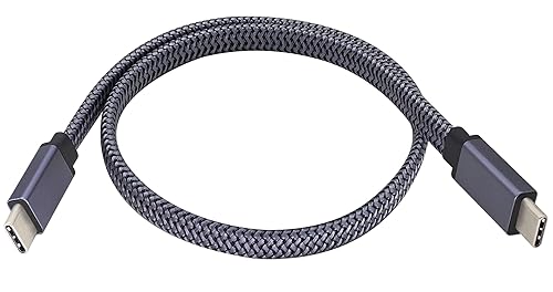 AAOTOKK Cable corto plano USB C a USB C 3.1 Gen 2 trenzado de 10 Gbps USB 3.1 tipo C macho a macho, cable de extensión de carga rápida compatible