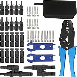 DasMarine Solar Panel Tools,Solar Connector kit Including 10 Pairs Female and Male Connectors, 2 Pieces Spanner, Y Branch Connector and Solar Crimping Tool