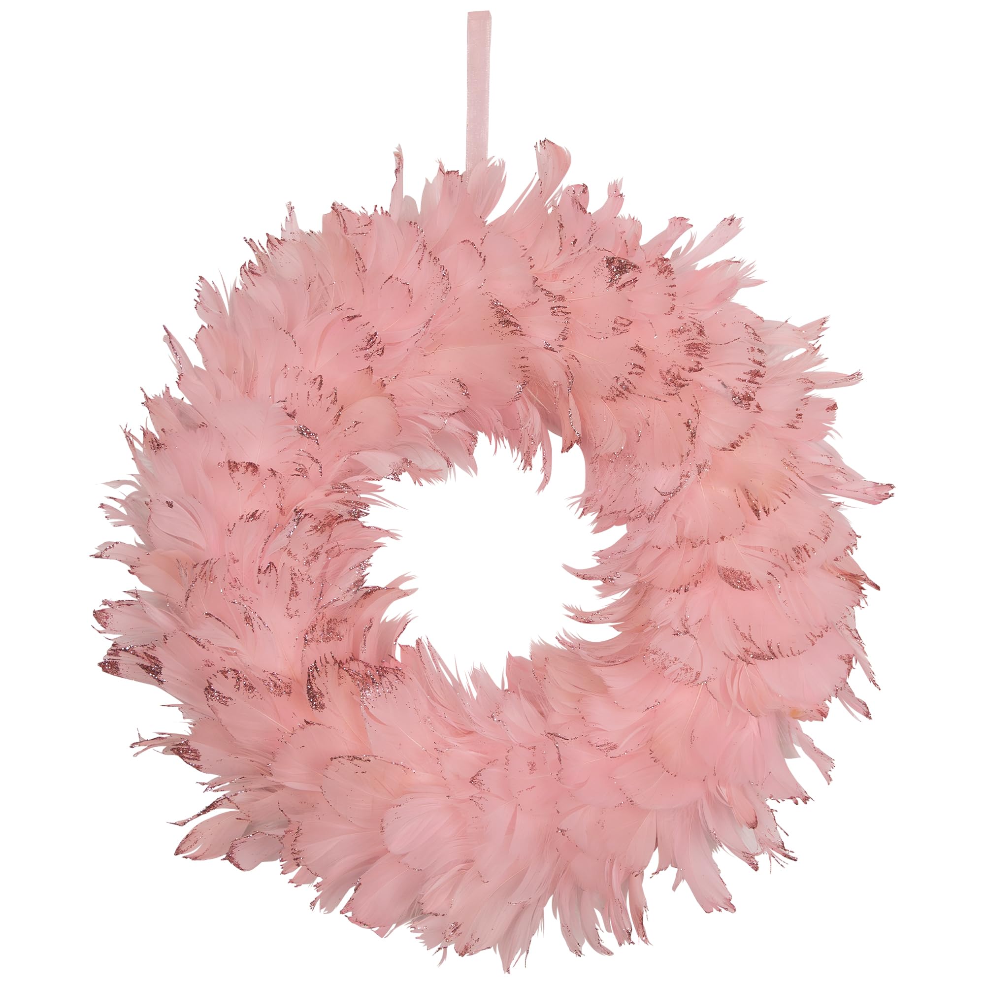 Glittered Feathers Christmas Wreath - 14.5