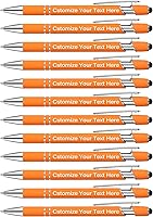 Vista 11 de Kingluu 12 Piezas Bolígrafos Personalizados con Stylus, Escritura Suave, Bolígrafos Personalizados de Tinta Negra con Tu Nombre Logo Mensaje Texto