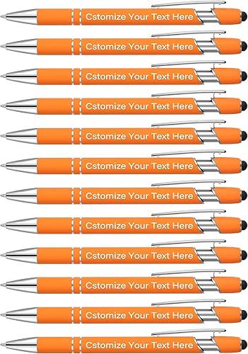 Miniatura 11 de Kingluu 12 Piezas Bolígrafos Personalizados con Stylus, Escritura Suave, Bolígrafos Personalizados de Tinta Negra con Tu Nombre Logo Mensaje Texto