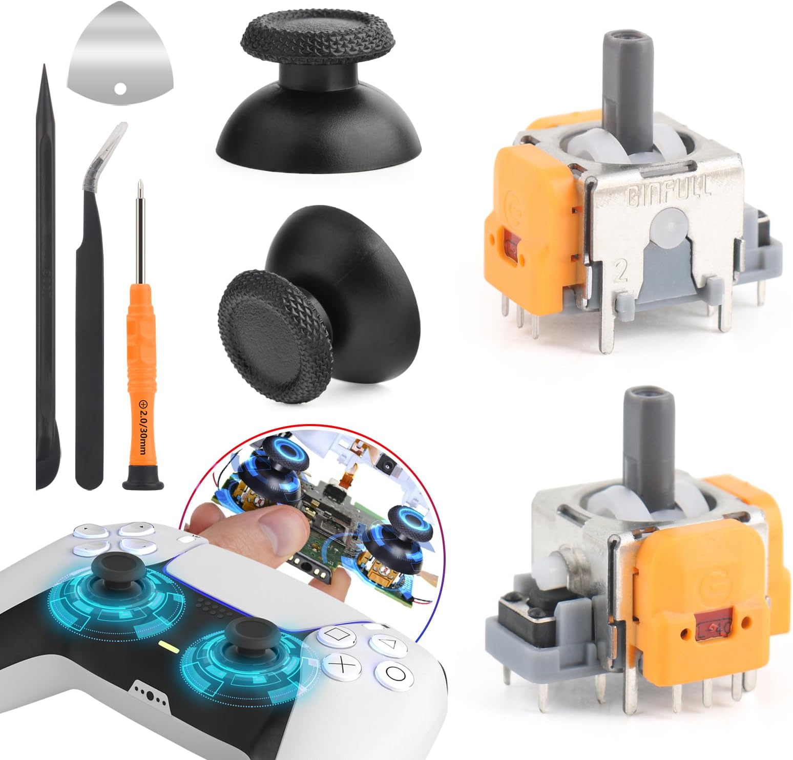 Amazon.com: 2pcs Replacement Hall Effect Joystick for PS5 Wireless ...