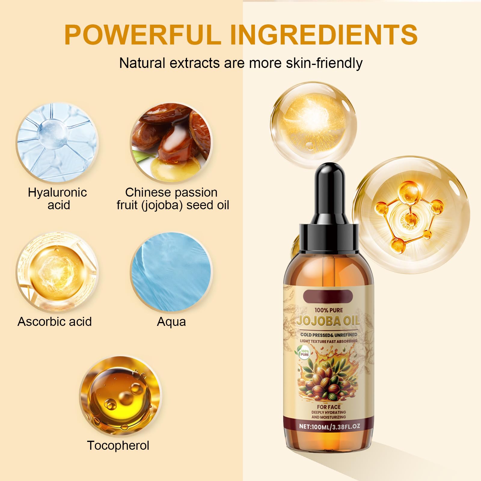 Organic Jojoba Oil Cold Pressed, 100% Pure World Natural Jojoba Oil Vegan for Skin Nails, Hand, Body and Face - Image 4