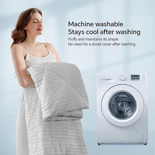 Miniatura 6 de Edredón refrescante tamaño MatrimonialQueen para personas que se acaloran al dormir, ligero, de verano, para sudores nocturnos, tela Q-Max 0.45 con