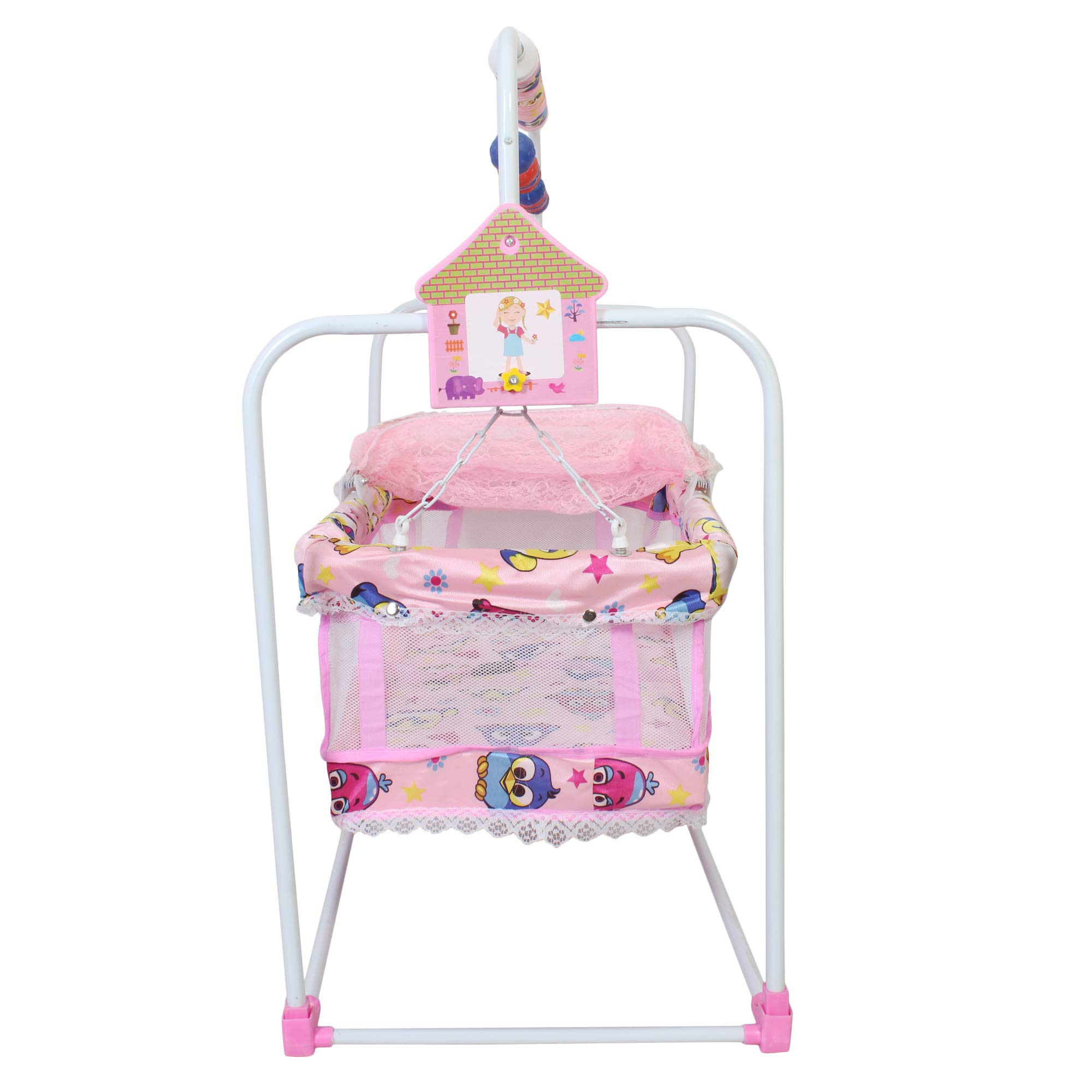 ZOSHOMI Baby Crib craddle palna for new Born Kick and Play Crib/Bedding Set with Mosquito Net-j10-pink-Made in India 2