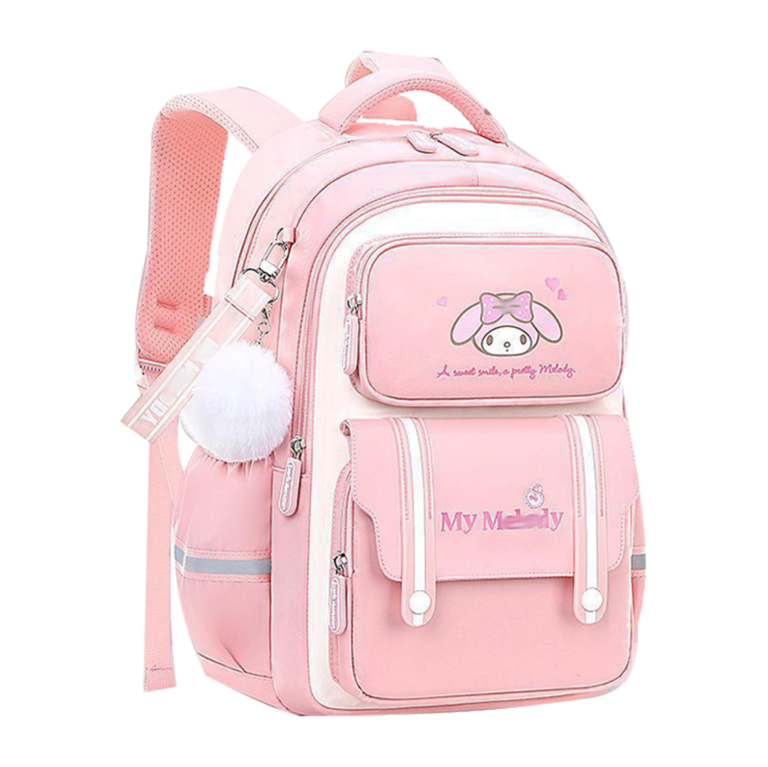 Roffatide Anime Melody Mochila escolar de gran capacidad para niñas niños y adolescentes Mochila de viaje para estudiantes de primaria y secundaria Rosa
