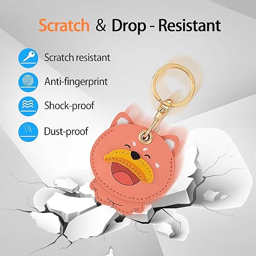 Miniatura 289 de Funda de cuero compatible con Apple AirTag, rastreador de llavero GPS Airtag con llavero, cubierta protectora antiarañazos para AirTag