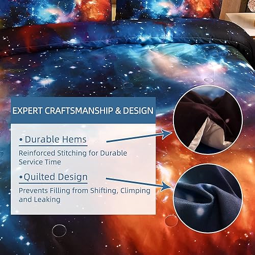 Miniatura 3 de Btargot Juego de edredón de 3 piezas con estampado de galaxia 3D, juego de ropa de cama con nebulosa del universo, tamaño Queen para niños, niñas,