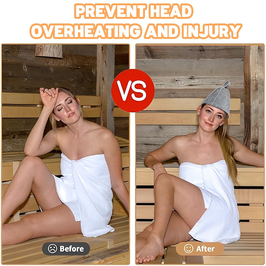 Bonnet De Sauna En Feutre 2 Pièces Pour Hommes Et Femmes Accessoires De Sauna Protection De Tête Respirante