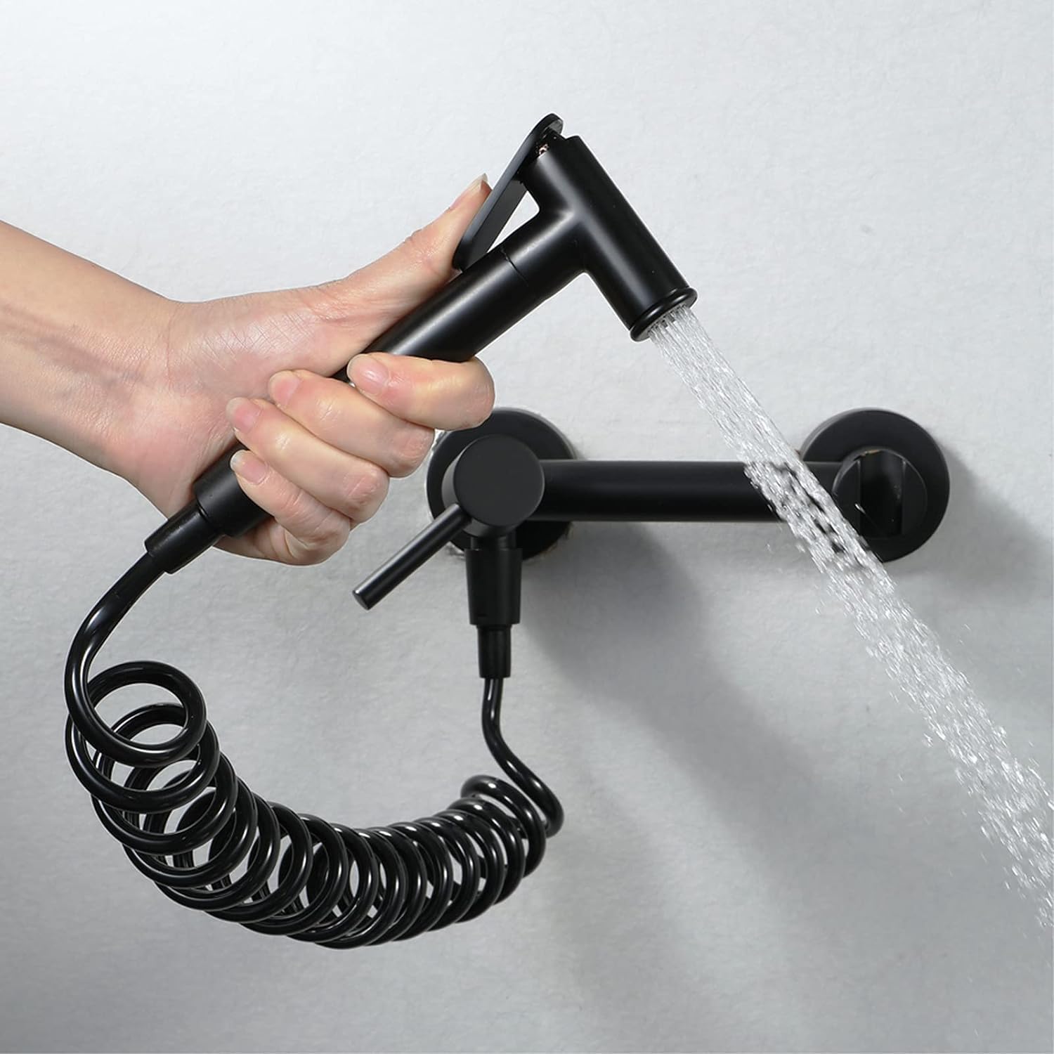 Brass Toilet Shower Kit Matte Black Handheld Bidet Sprayer Hand Shower Adjustable Hot and Cold Water Toilet Sprayer,Matte Black B