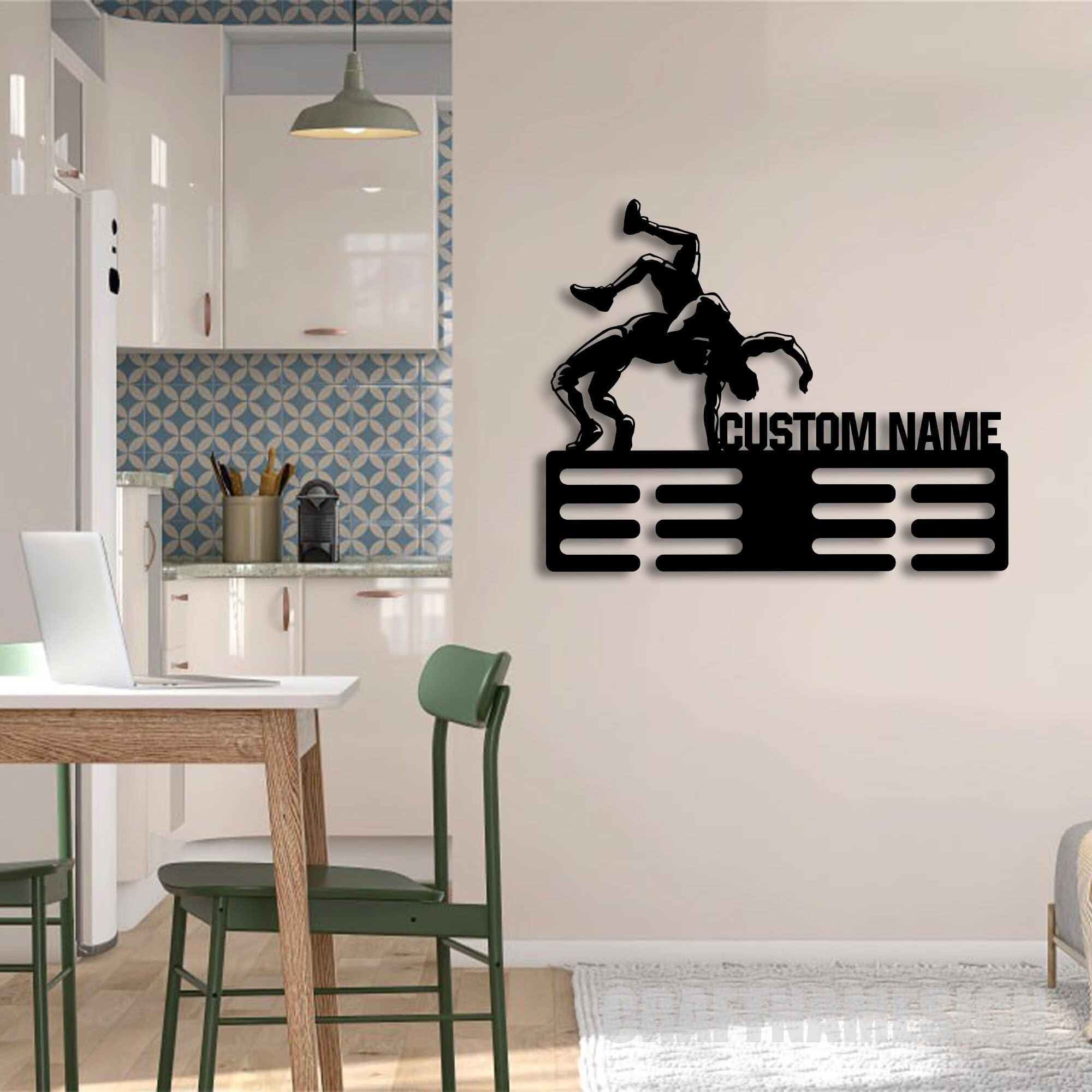 Custom Metal Wrestling Medal Hanger Wall Art with Led Light, Wrestling Player Tiered Award Rack, Wrestling Hanger Gift, Medal Display Awards Sign, Medal Holder Display Rack for Award and Ribbon